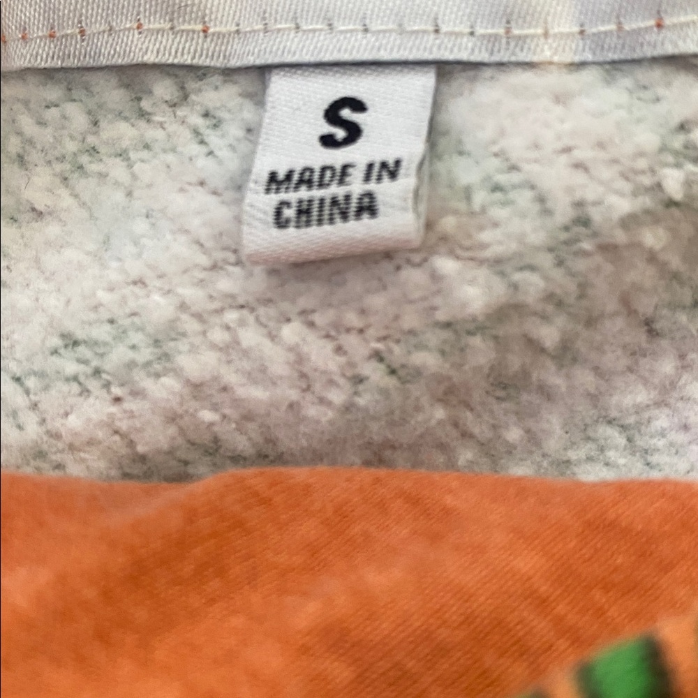 Orange hoodie with skull, dice, dove graphics  with pockets. Small - Picture 14 of 16